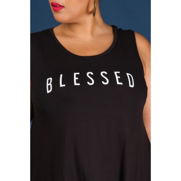 123X PLUS Blessed Sleeveless Loose Fit Top BLACK - Picture 4 of 5
